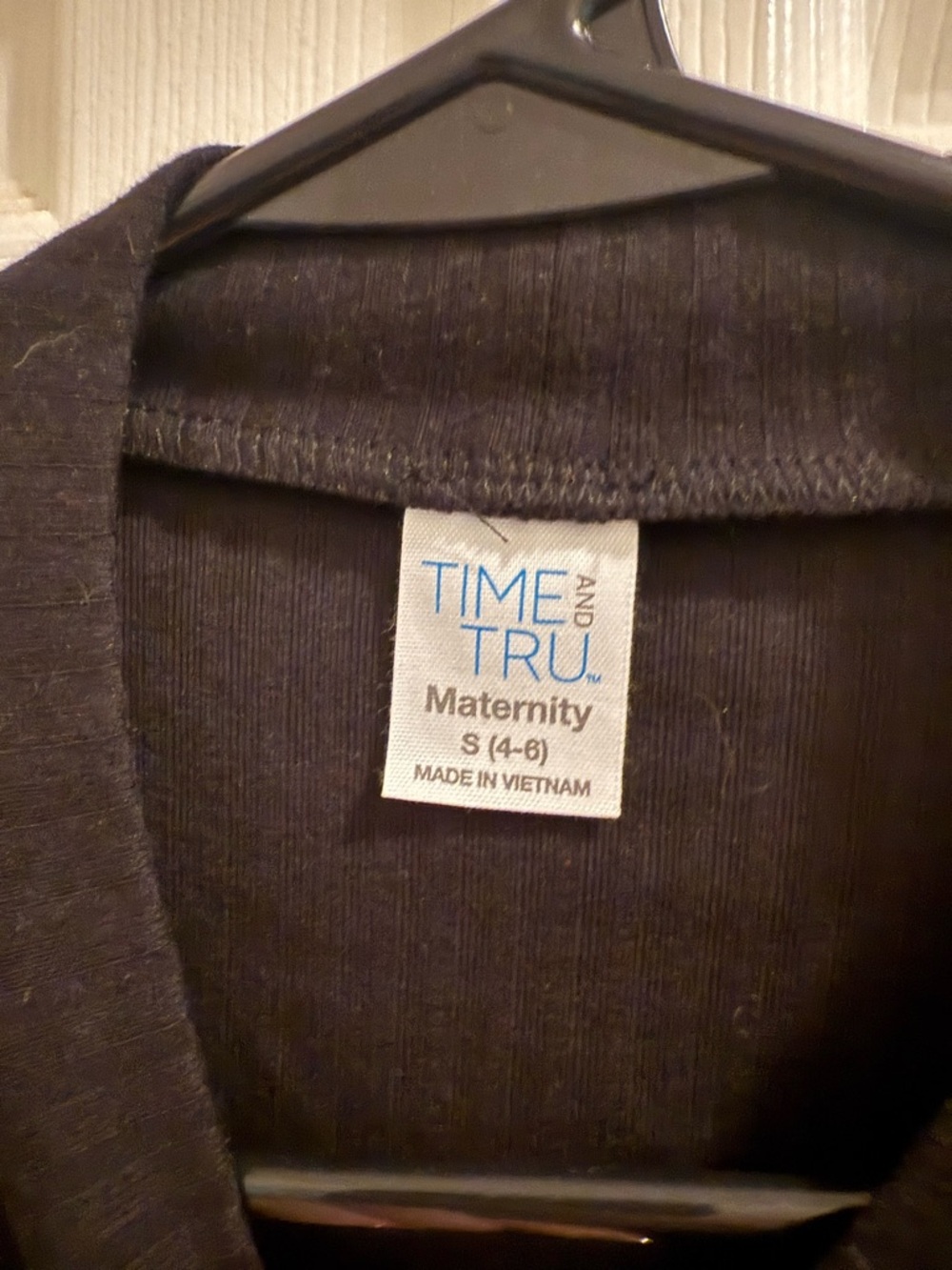 Time and Tru Black Ribbed Maternity Top - Picture 3 of 6